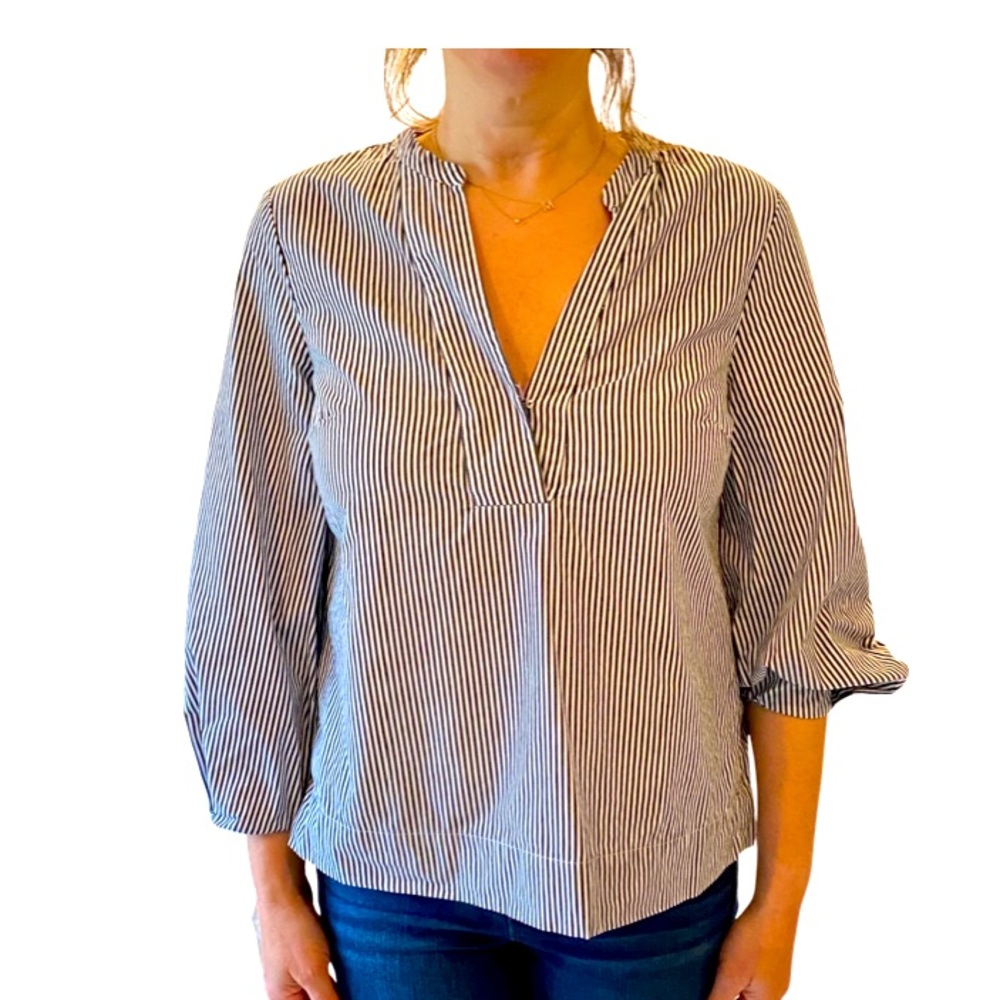 JCrew black and white striped tunic. 100% cotton.